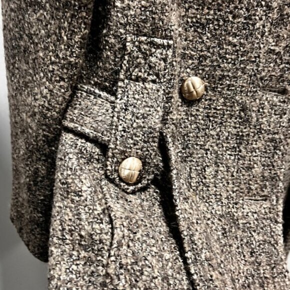 Calvin Klein Double Breast Thick Wool Jacquard Winter Coat - Picture 4 of 6